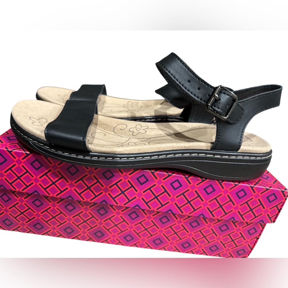 Women's Black Adjustable Strap Comfort Sandals